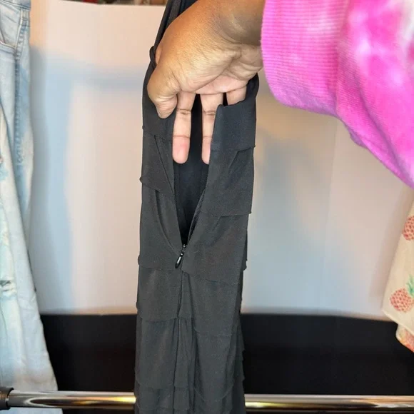 Alfani size 2X Black Ruffle with Lace Cut Out Layered Sleeveless Midi Dress - Picture 5 of 6